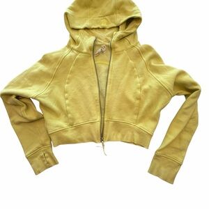 Lululemon Yellow Cropped Scuba  Zip Hoodie